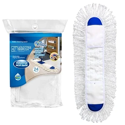 Image of 60cm Large Flat Mop Head Refill Only, Industrial Floor Duster, x 23cm Absorbent Cotton Pad, Dust Sweeper for Warehouse, Hotel, and Home Cleaning