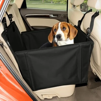 Image of Extra Stable Dog Car Seat Reinforced for Medium Sized Dogs with 4 Fastening Straps Robust and Waterproof Pet the Back of (M Size, Black)