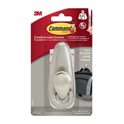 Image of Command FC13 BNFGN Forever Classic Metal Hook L, Large, Brushed Nickel, BN