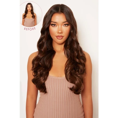 Image of Lullabellz Thick Curly Clip In Hair Extensions, 20 Inch Length, Chestnut