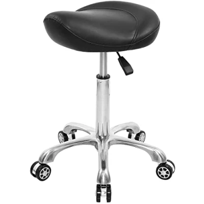 Image of Nazalus Saddle Stool Chair with Back Support, Heavy Duty(350LBS), Hydraulic Rolling Swivel Adjustable for Salon Spa Beauty Massage Dental Clinic Home Office Use