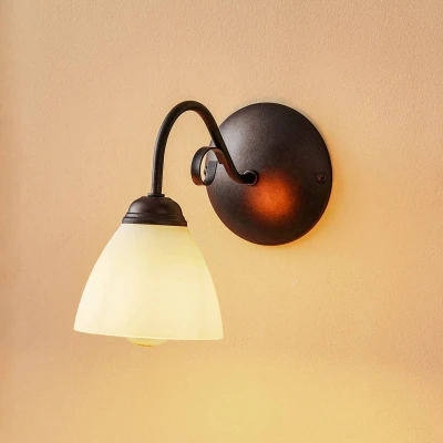 Image of Lamkur Adoro wall light with a glass lampshade, brown