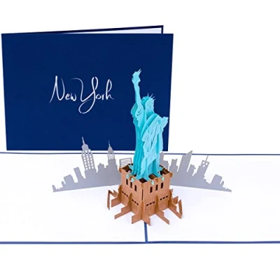 Image of PopLife Statue Of Liberty 3D Pop Up Greeting Card for All Occasions Travellers, Architecture, History Lovers Folds Flat Mailing Birthday, Graduation, Retirement, Anniversary, Thank You