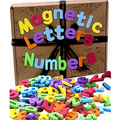 Image of Jaques of London Magnetic Letters and Numbers Fridge Magnets Soft Plastic Toy Educational Toys Since 1795