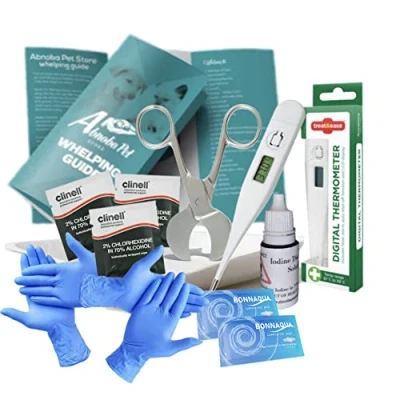 Image of ABNOBA PET STORE Alpha Dog Whelping Kit Forceps Thermometer Gloves Iodine Puppy/Kitten