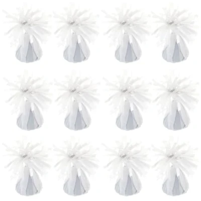 Image of Foil Helium Balloon Weights Pack of 12 Durable &amp; Colourful White for Birthdays Parties, Events Celebrations Perfect Weight Holders