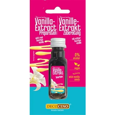 Image of DECOCINO vanilla Extract (20 ml) natural flavour without alcohol, from Madagascar Bourbon for cakes, pies and drinks Vegan