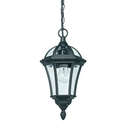 Image of Drayton 1 Light Outdoor Ceiling Lantern Pendant Black IP44, E27