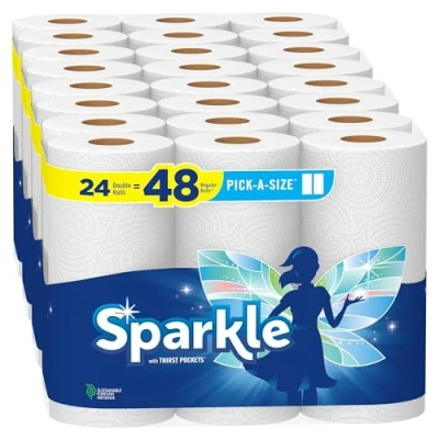 Image of Sparkle Pick A Size Paper Towels, 24 Double Rolls = 48 Regular Rolls, Everyday Value Towel with Full and Half Sheets