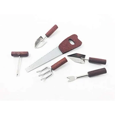 Image of Melody Jane Dolls House Set of Workman Garden Tools &amp; Saw Miniature Garage Shed Accessory