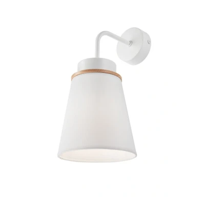 Image of Agustino Dome Wall Light, Fabric Shade, White , 1x E27