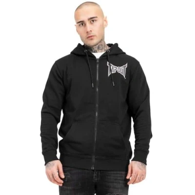 Image of Tapout Men&#039;s Octagon Full Zip Hoodie Hooded Jacket, Black/White/Grey, L