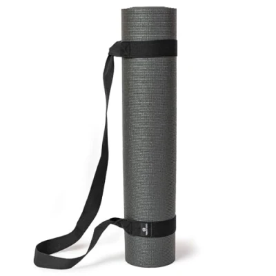 Image of Yoga Studio Mat Carry Strap 4 x 137cm, Multipurpose with Adjustable Loops, and Carrier Combined Black