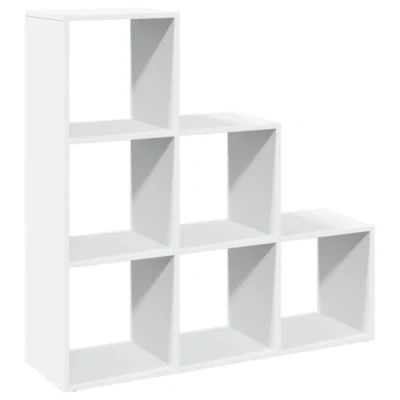 Image of vidaXL Room Divider Bookcase 3 Tier Shelf Bookshelf White Engineered Wood 6 Cubic Compartments 99 x 29 cm Versatile Storage Solution for Living Room/Bedroom/Study