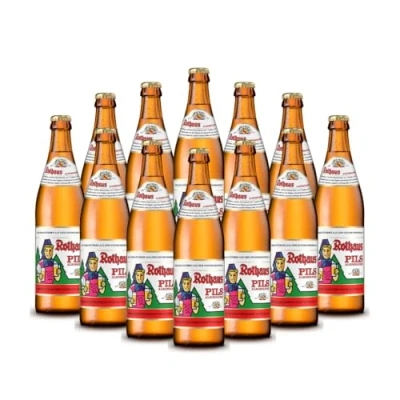 Image of Rothaus Alkoholfrei Pils German Alcohol Free Pilsner Beer Crisp, Clean &amp; Balanced 0.5% ABV 500ml Bottles (12 Pack) Low Alcohol, Full Flavour, Black Forest Brew