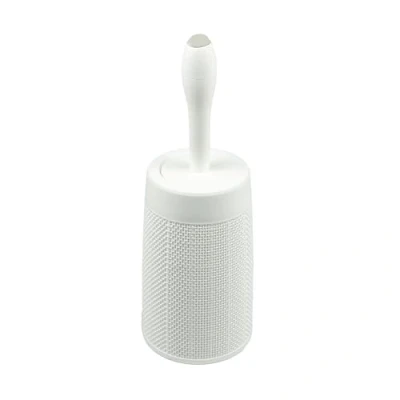 Image of Addis Faux Hessian Round Plastic Toilet Brush Set with Internal Detergent Injection System, Clean White, One Size