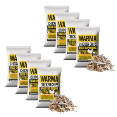 Image of Warma 560L Premium Chicken Wood Chips Hardwood Chippings Poultry Bedding Coops Hens Run Animal Pens Garden Boarders Path Walkways Ground Covering Kids Outdoor Childrens Play Areas 8 x 70Ltr Bags