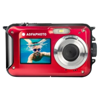 Image of Agfa WP8000RD PHOTO Realishot WP8000 Waterproof Digital Camera, 24 MP, Full HD Video, Dual LCD Screen, 16x Zoom, Stabilizer, Lithium Battery, Red