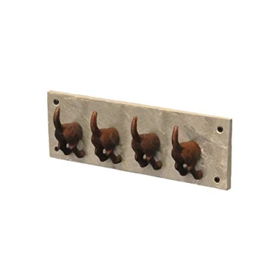 Image of Selections Cast Iron and Slate Dog Tail Wall Hooks for Coats