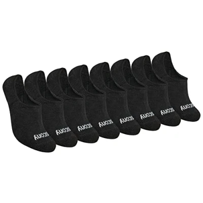 Image of Saucony Women&#039;s No Show Cushioned Invisible Liner Socks, Available in S l (8, 16 Running, Black Basic (8 Pairs), M