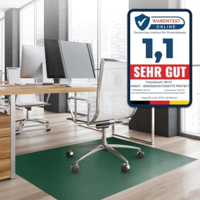 Image of KARAT Neo Floor Protection Mat for Hard Floors, Mat, Office Chair Parquet, Laminate, Chair, Thickness: 1.5 mm (Green, 90 x 50 cm)