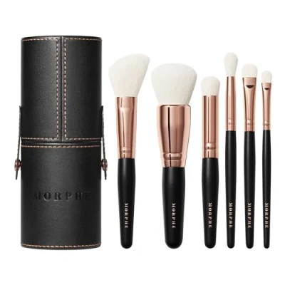 Image of Morphe Rose Away Makeup Brushes 6 Piece Brush Set of Eye and Face Made with Synthetic Bristles Includes Case (6 Count)