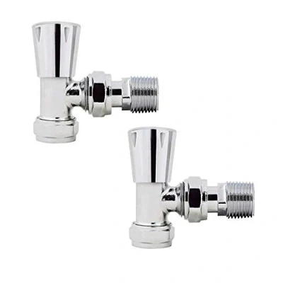 Image of NRG 15mm Chrome Angled Manual Valve Towel Rail Designer Radiator Valves Central Heating Taps