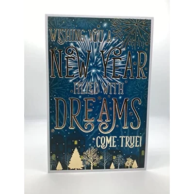 Image of Words N Wishes New Year Greeting Card Wishing You A Filled with Dreams Come True!
