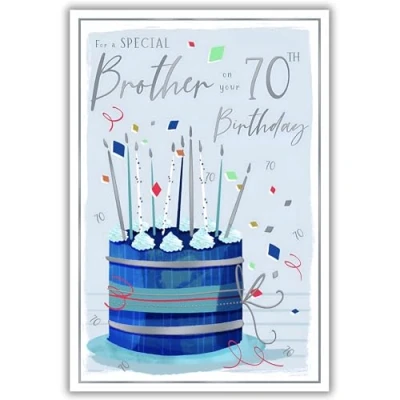 Image of ICG Brother 70th Birthday Card Age 70 Special Contemporary Masculine Design Finish and Illustrated Insert Leaf Made in the UK Eco Friendly