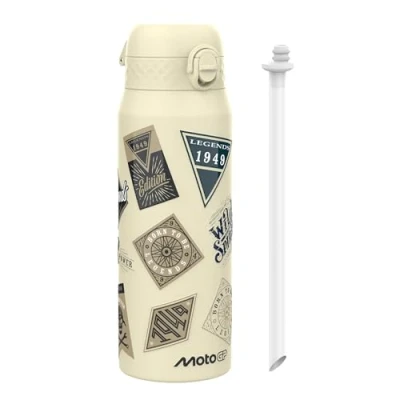 Image of ION8 Thermal Water Bottle 750 ml/24 oz Leak Proof &amp; BPA Free Insulated Drinking Bottle, Triple Lock Lid to Prevent Spills, Vacuum ThemoShield Stainless Steel, MotoGP Classic Legends