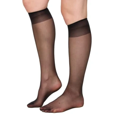 Image of Nur Die Women&#039;s 621802 Knee High Socks, 20 DEN, Black (Black 94), One Size Plus