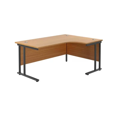 Image of Jemini Radial Right Hand Double Upright Cantilever Desk 1600x1200x730mm Nova Oak/Black KF820475