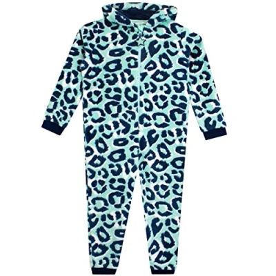 Image of Harry Bear Leopard Print Onesie Hooded Girls Fluffy Onesies For Blue 12 13 Years