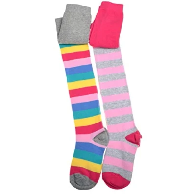 Image of WB SOCKS 2 pairs of Colourful Stripey Girls Tights Cotton Variety sizes