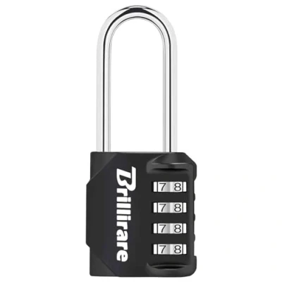 Image of Brillirare Combination Lock, 4 Digit Padlock 2.3 Inch Long Shackle, Waterproof Zinc Alloy Outdoor Travel Luggage Locks Keyless for Backpack, Gym Locker, Hasp, Fence, Gate, Case, Toolbox Black