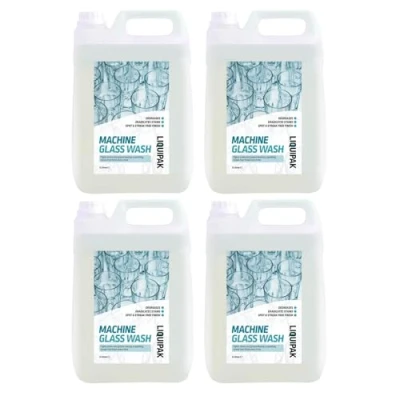Image of Liquipak Machine Glass Wash Automatic Glasswash Liquid Cleaner, Detergent for Industrial Machines 4x5 Litres