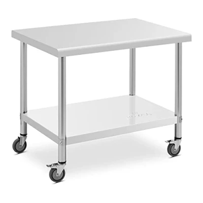Image of Royal Catering Stainless Steel Table with Wheels 70 x 100 cm, 155 kg Load Capacity, Work