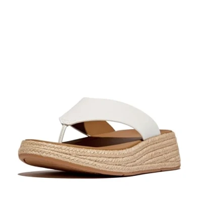 Image of Fitflop Womens F Mode Espadrille Flatform Toe Post Leather Urban White Sandals 6.5 UK