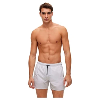 Image of BOSS Mens Iconic Swim shorts with signature stripe and logo