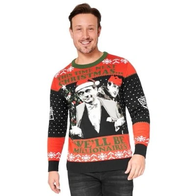 Image of Only Fools and Horses Christmas Jumper for Men Warm Cosy Funny Xmas Sizes M 2XL Official Merch Gifts Him (Black/Red, 2XL)