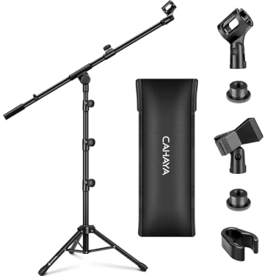 Image of CAHAYA Tripod Boom Sheet Microphone Stand Metal Portable with Carrying Bag, for Performance Singing Speech Wedding Stage and Outdoor CY0239