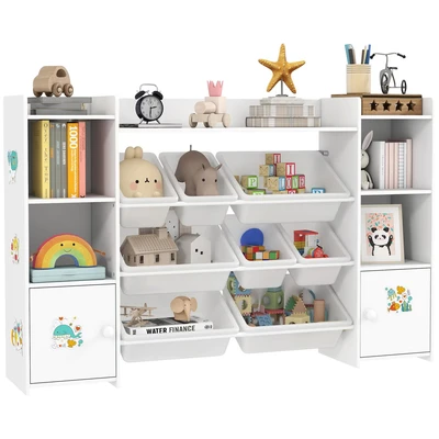 Image of AIYAPLAY Kids Toy Storage Organiser with 8 Removable Bins, White
