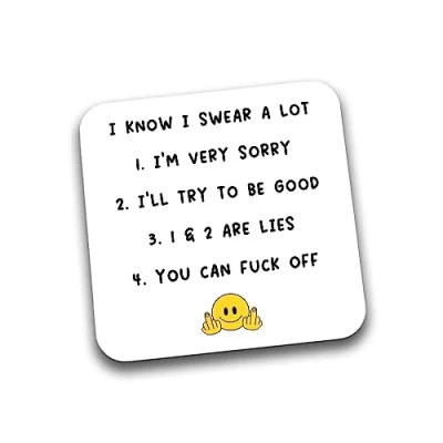 Image of Rib Ticklerz Funn Coaster I Know Swear A Lot Rude Novelty Work Colleague Best Friend Joke Present Birthday Secret Santa Gifts Friendship DC187