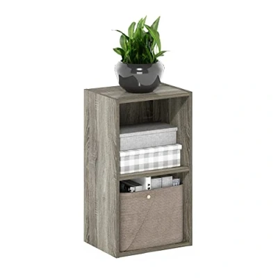 Image of Furinno Pasir 2 Tier Open Shelf Bookcase, French Oak