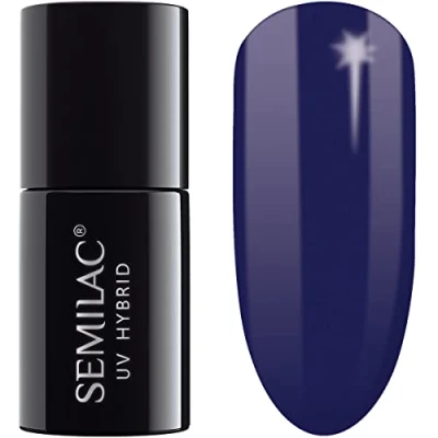 Image of SEMILAC Gel Nail Polish Long Lasting and Easy to Apply Perfect for Home Professional Manicure Pedicure 088 Blue Ink UV Polish, 7 ml.