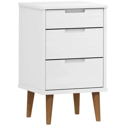 Image of vidaXL Bedside Cabinet MOLDE White 40x35x65 cm Solid Wood Pine