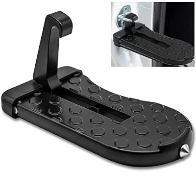 Image of Ygapuzi Universal Car Door Latch Step, Foldable Roof Rack Step with Glass Window Breaker, Easy Access to Rooftop for Most Car, SUV, Truck, Max Load 400 LBS (Black)