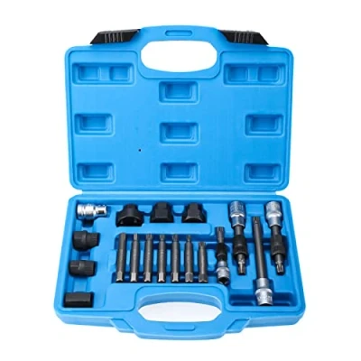 Image of BOOMSTART 18PCS Automotive Alternator Pulley Removal Tool Kit, Generator Freewheel Socket Bit Set, Flywheel Puller, Belt Garage Service Kit
