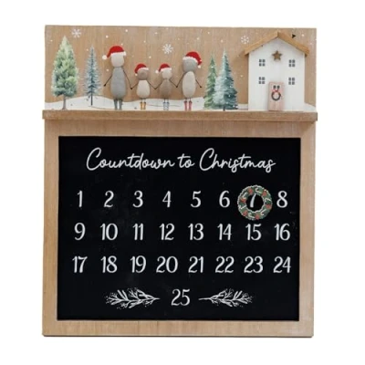 Image of Pebble Family Christmas Advent Calendar Plaque Magnetic Countdown To Sign Wall Mounted Reusable Calendars