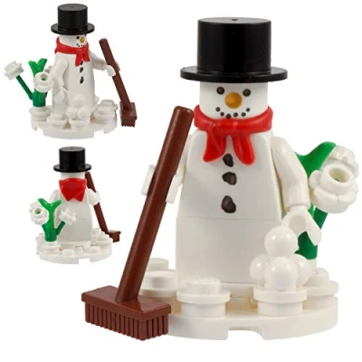 Image of Snowman Minifigure Made with Genuine LEGO Parts Instructions Included
